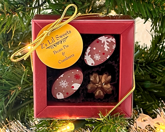 Gourmet Artisan Chocolate Gift Box- Pecan Pie & Cranberry 4 pc