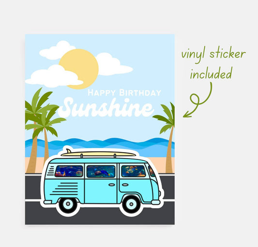 Happy Birthday Sunshine Sticker Card