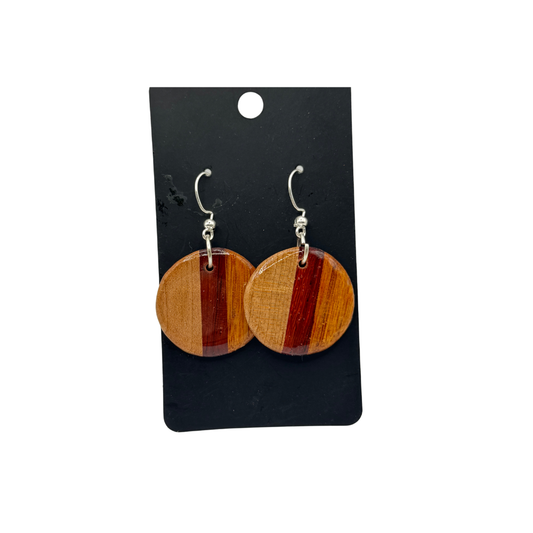 Small Round Wooden Earrings | Handmade Wood Earrings | Multiple Colors
