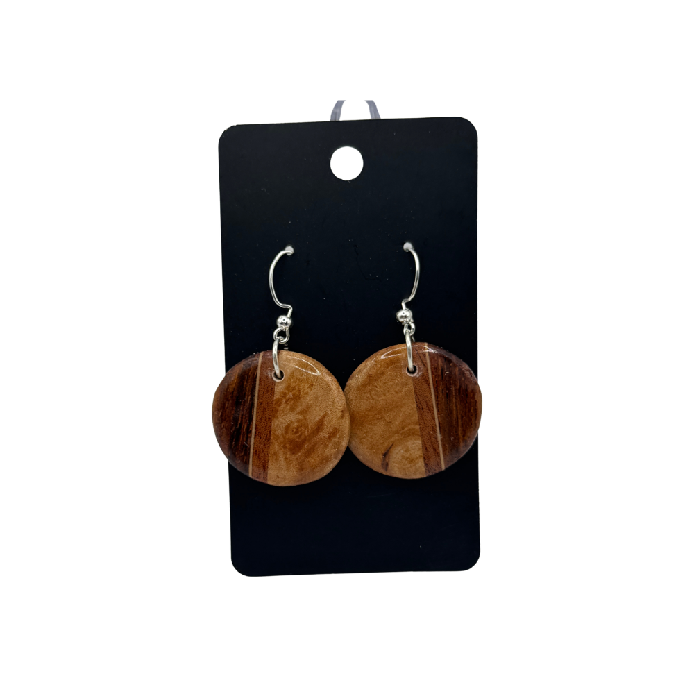 Small Round Wooden Earrings | Handmade Wood Earrings | Multiple Colors