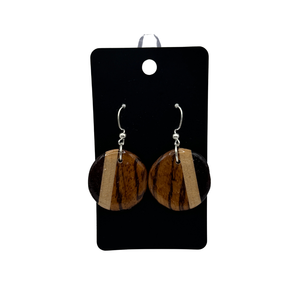 Small Round Wooden Earrings | Handmade Wood Earrings | Multiple Colors