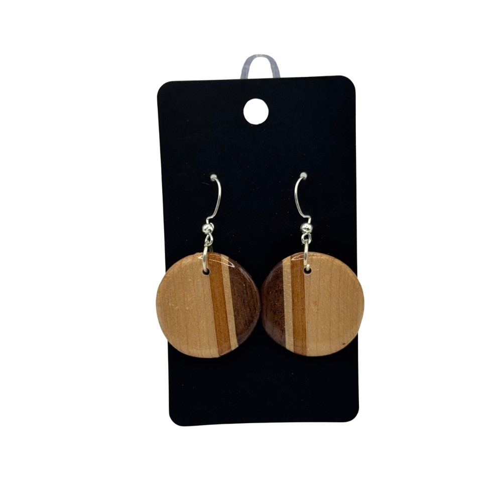 Small Round Wooden Earrings | Handmade Wood Earrings | Multiple Colors