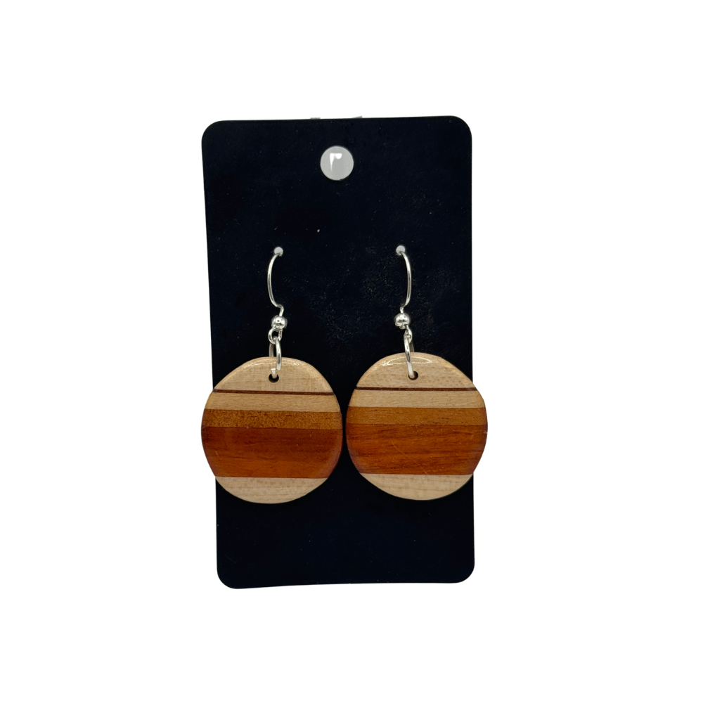 Small Round Wooden Earrings | Handmade Wood Earrings | Multiple Colors
