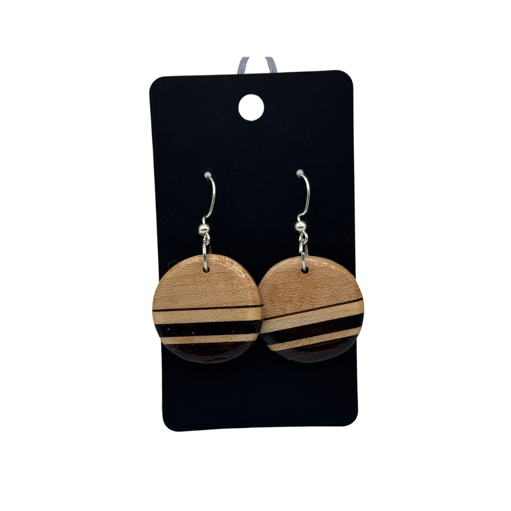 Small Round Wooden Earrings | Handmade Wood Earrings | Multiple Colors