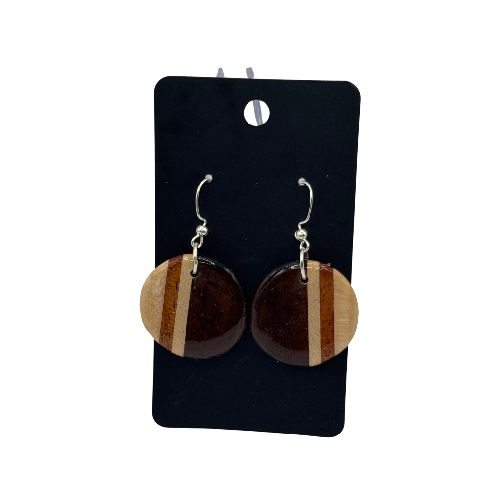 Small Round Wooden Earrings | Handmade Wood Earrings | Multiple Colors